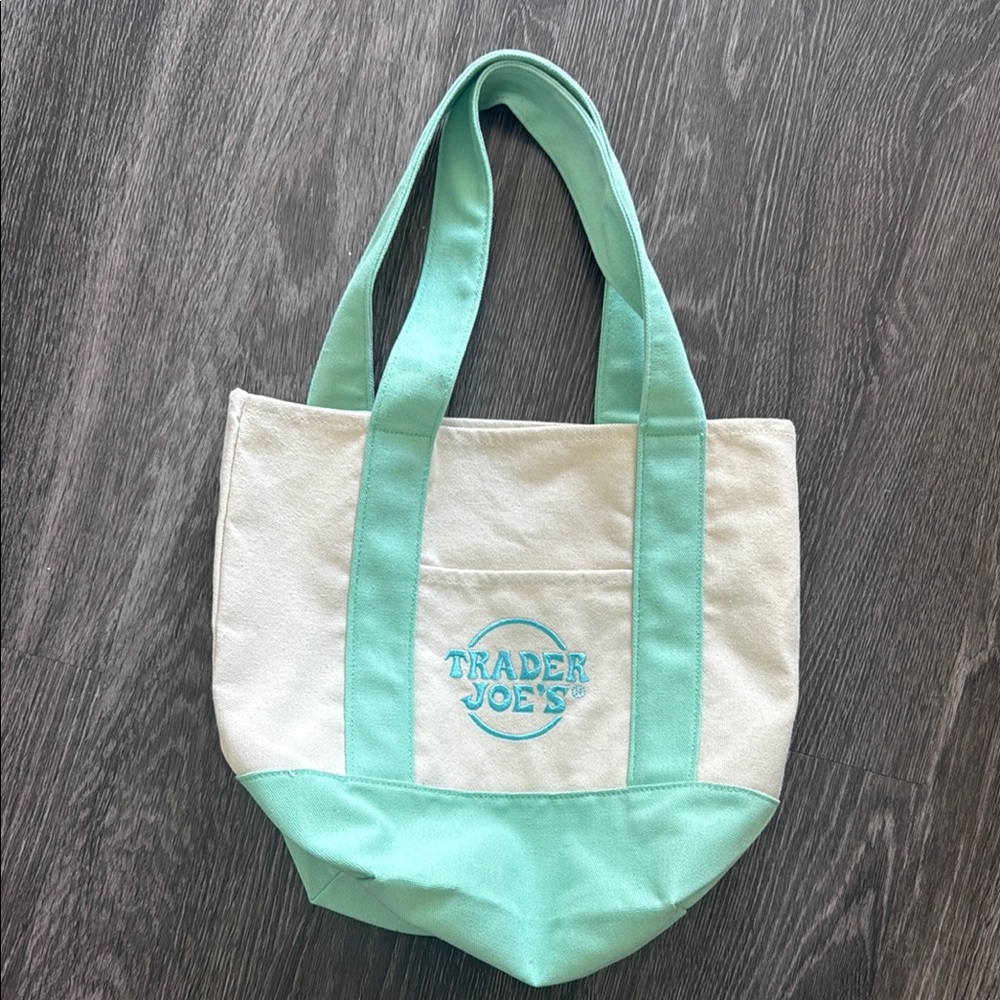 Mint Green, Baby Blueand White Trader Joe’s Tote Bag